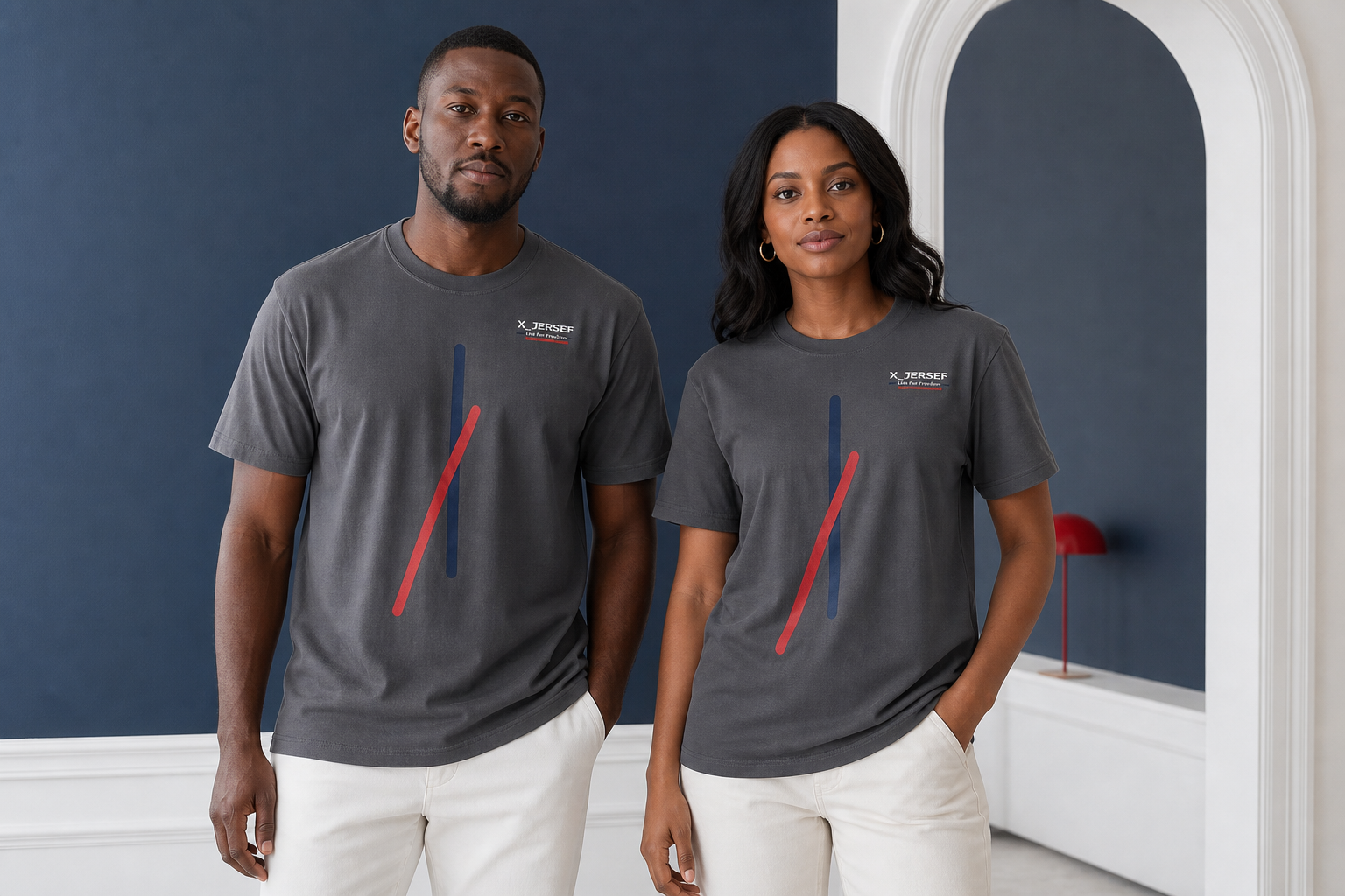 T-shirt gris moderne, campagne