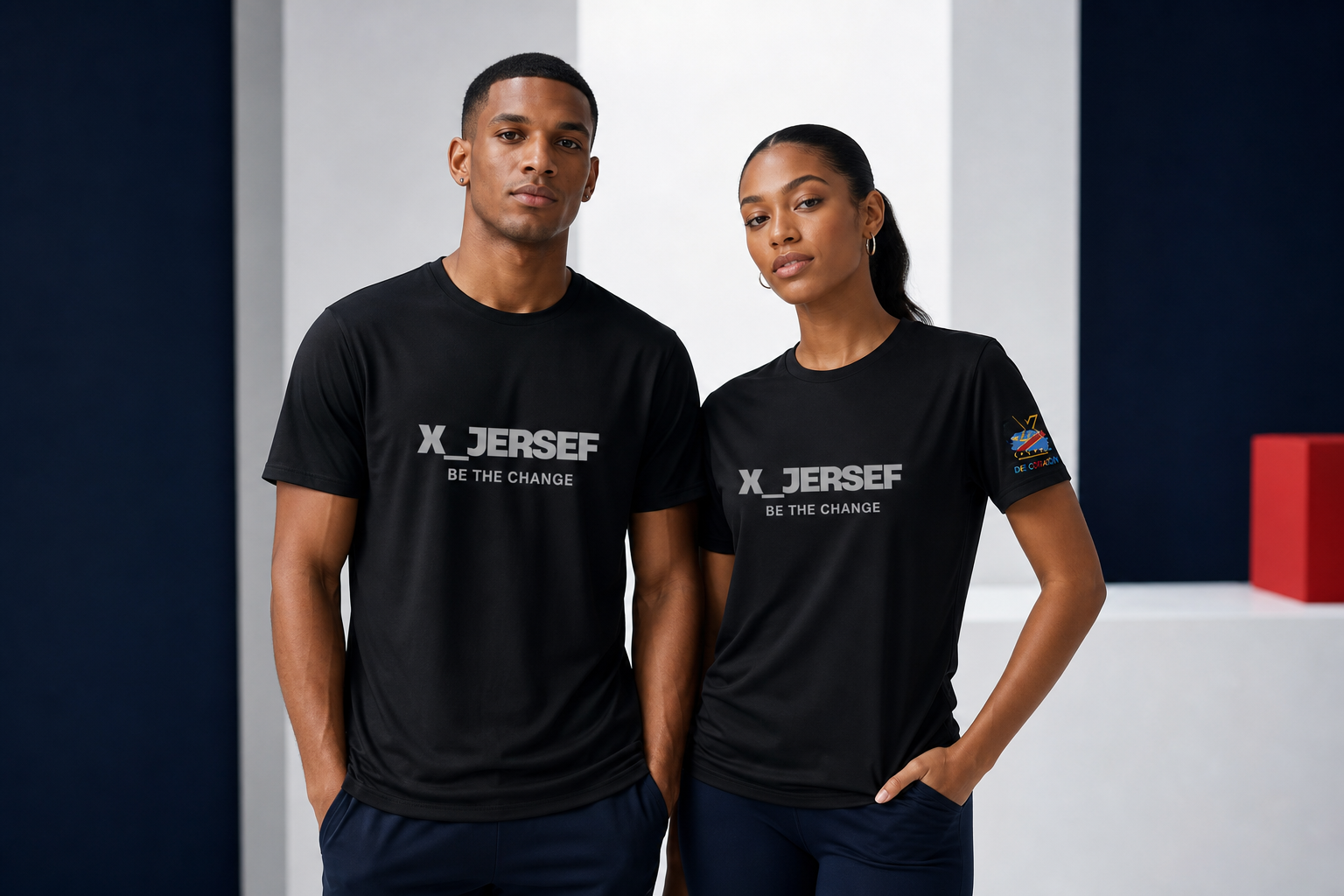 T-shirt X JERSEF Noir Polyester, campagne