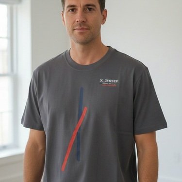 T-shirt gris moderne, photo originale